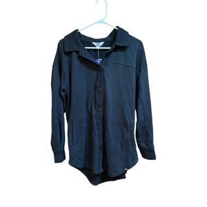 JoyLab Women's Long Sleeve Black Button Down Shacket S NWT